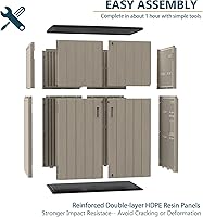 Vista 5 de HOMSPARK Cobertizo de almacenamiento exterior resistente a la intemperie de 47 pies cúbicos, multifuncional Cobertizos de almacenamiento de resina