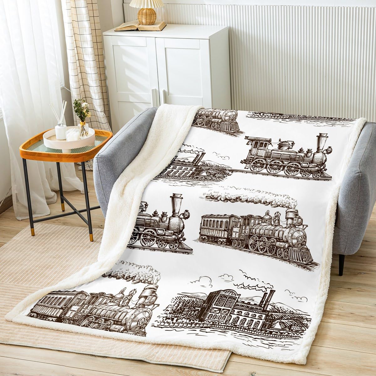 Manfei Train Throw Blanket Retro Steam Locomotive Train Bed Blanket for Kids Boys Adults Room Decor, Vintage Train Blanket for Couch Sofa, Soft and Breathable(30 x 40 Inches) โ image 1