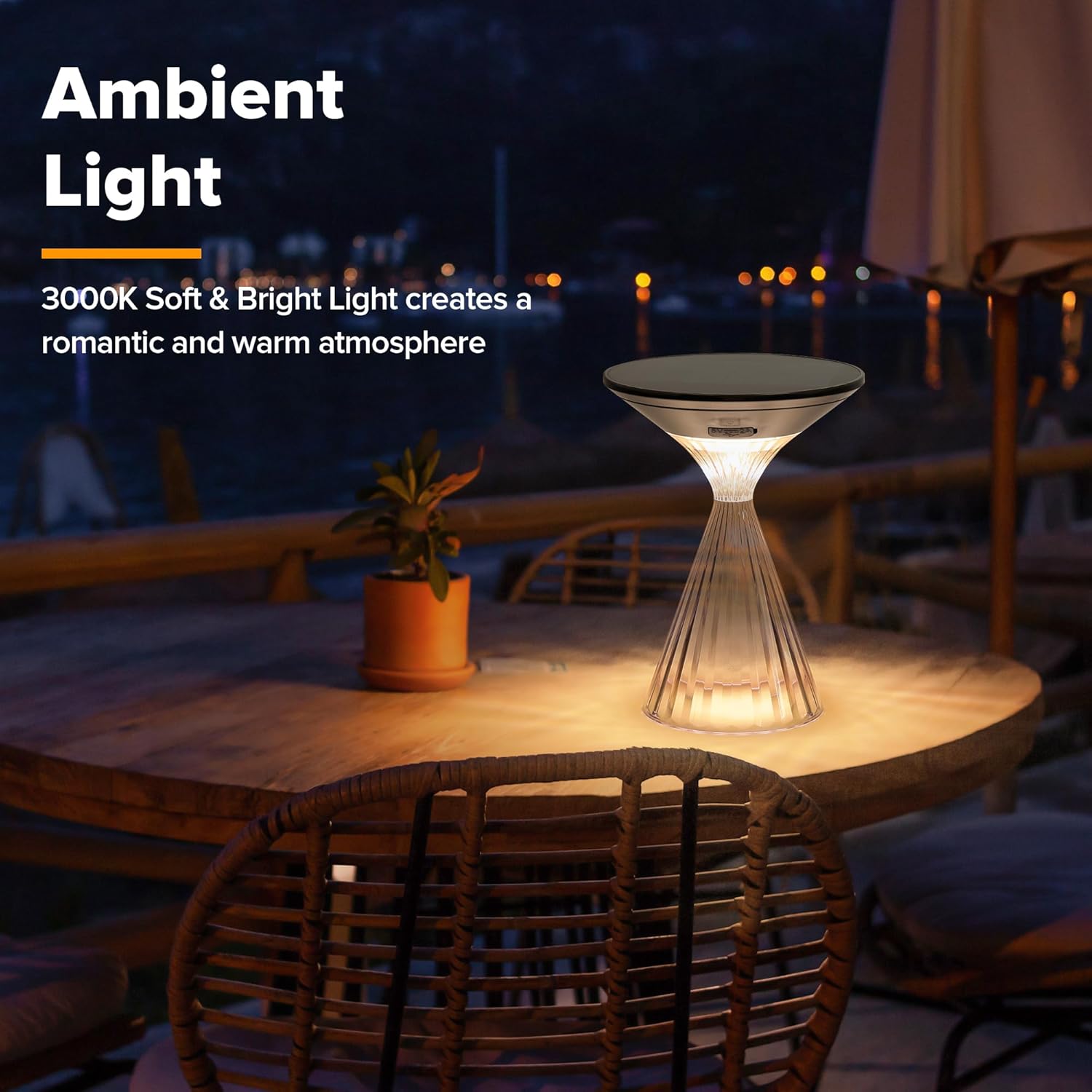 LUTEC Cordless Table Lamp, Solar Table Light Waterproof Outdoor Indoor Light, Solar Powered/Battery Operated Rechargeable Desk lamp, 3 Way Dimmable Touch Lamp for Camping Patio Bedroom