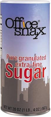 Office Snax 00019CT Reclosable Canister of Sugar, 20oz, 24/Carton