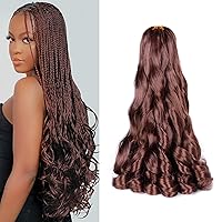 Vista 42 de Extensiones de cabello rizado francés, #4 marrón sintético para trenzar, 2.47 onzas/paquete, extensiones de cabello de ganchillo de 24 pulgadas, 8