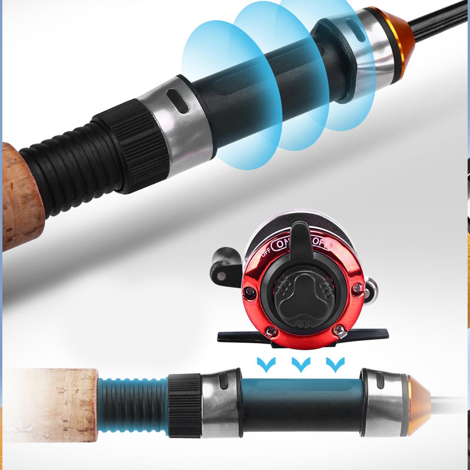 Caña y carrete para pescar en hielo - Carretes duraderos para pescar en hielo | Equipo compacto y ligero para pesca en hielo | Equipo de pesca portátil para agua dulce y salada | Herramientas esencial