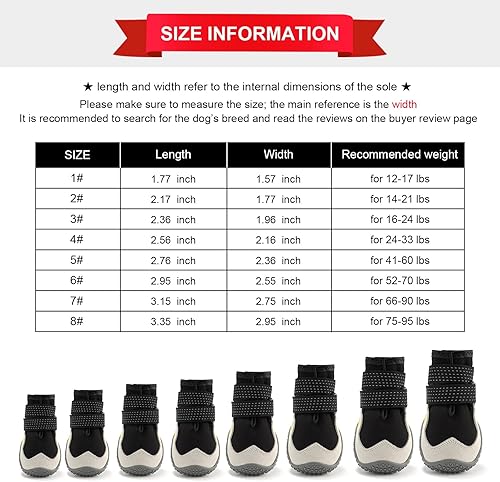Miniatura 3 de Zapatos para perros pequeños a grandes, antideslizantes, botas de nieve para perros, zapatos impermeables para cachorros con correas reflectantes,