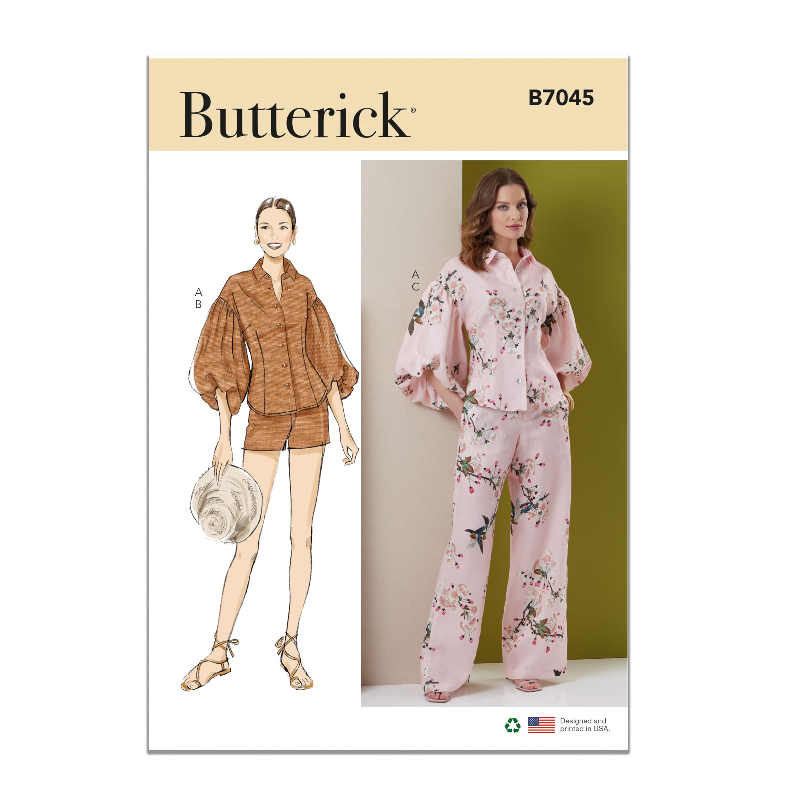 Butterick Women's Sewing Pattern 7045, Tops, Shorts, Trousers For K5 (8-10-12-14-16) - Intermediate - K5 (8-10-12-14-16)
