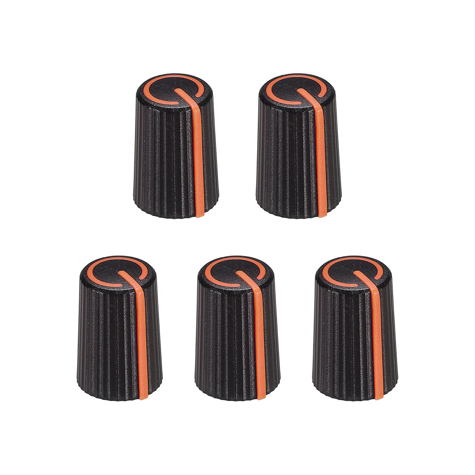 Potentiometer Control Knob ABS Guitar Knob for 6mm D Type Shaft Electric Guitar Power Amplifiers Stereos,Bass Volume Tone 270 Degrees Rotary Knob Black Orange 5PCS