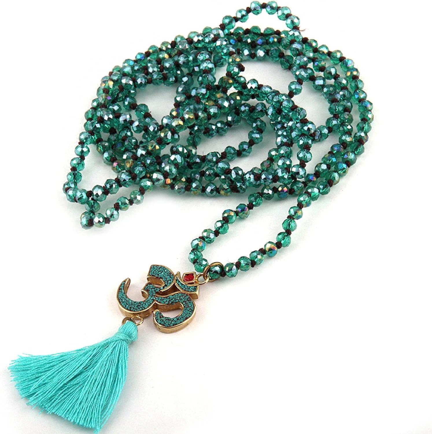 guodong Fashion Yoga Jewelry 4mm Mini Blue Color Glass Knotted OM