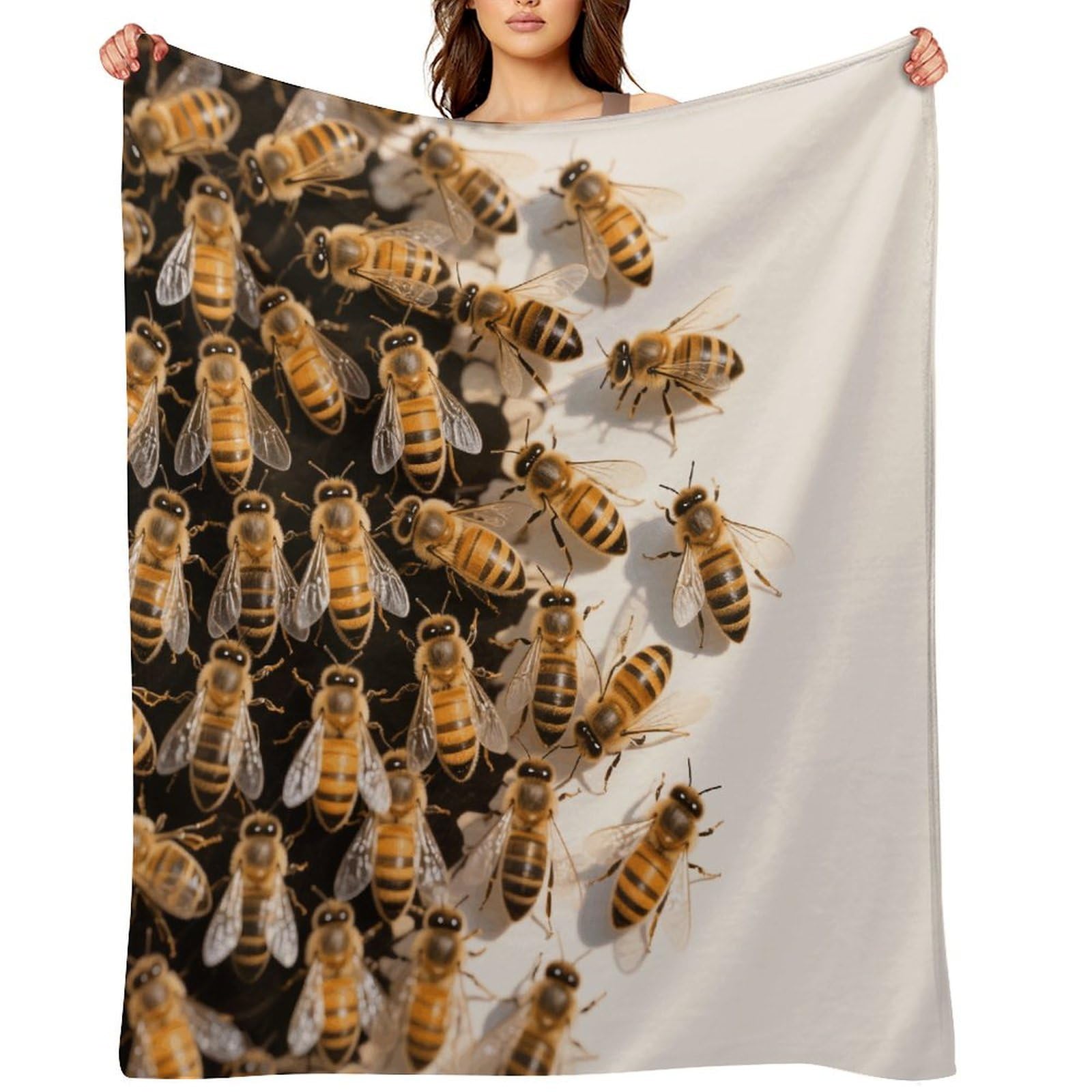 Bees Throw Blanket for Couch and Bed Super Soft Warm Lightweight Throw Blankets Cozy Fuzzy Flannel Blanket Personalized Decorative Blankets for Sofa Decor 60"x80"