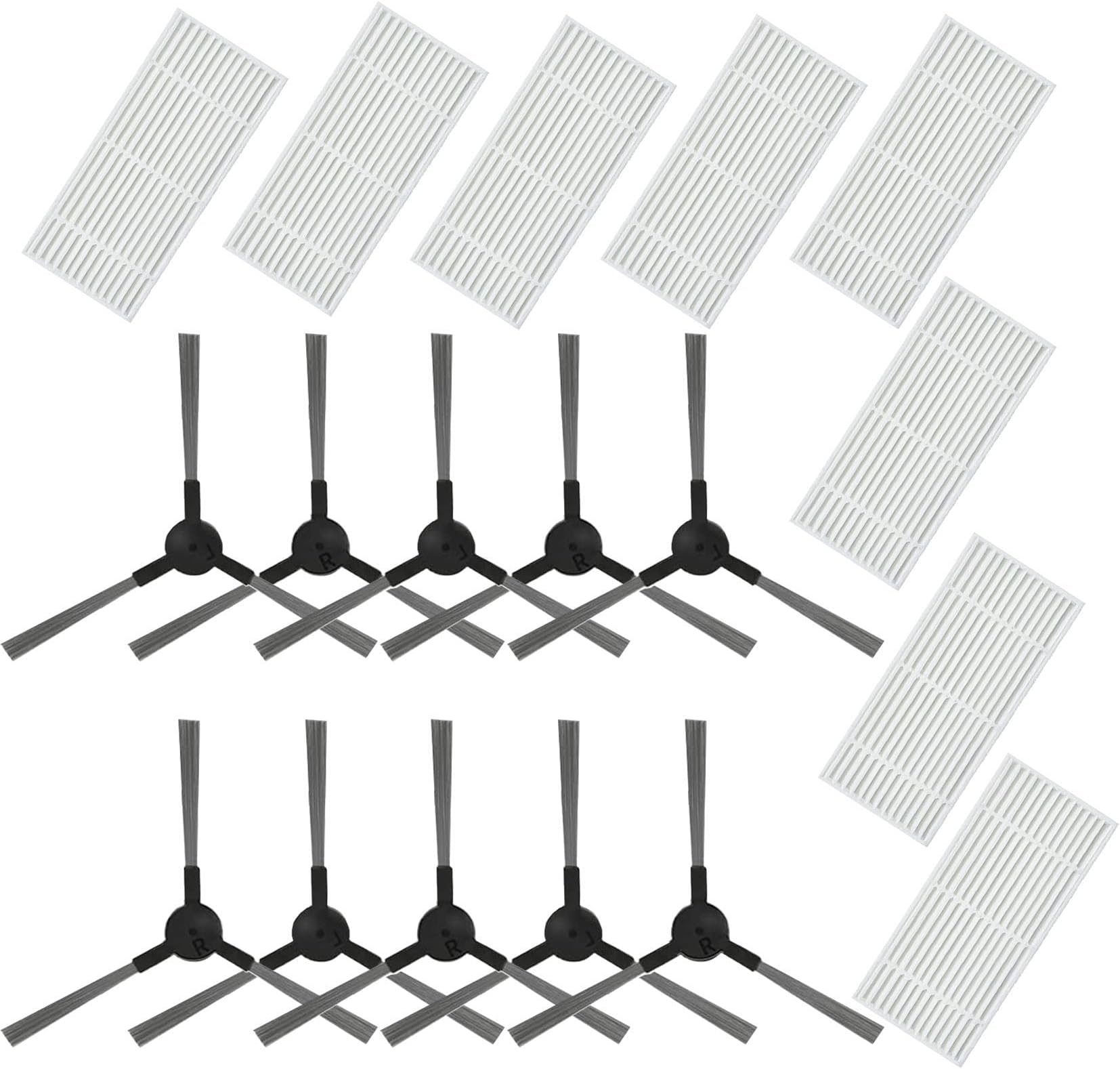 Replacement Parts for MAMNV BR150/BR151, for ZCWA BR150/BR151, for MANVINS G20, for ONSON BR150/BR151, for GTTVO BR150/BR151 Robot Vacuum Cleaner 8 Filters + 10 Side Brushes Accessories