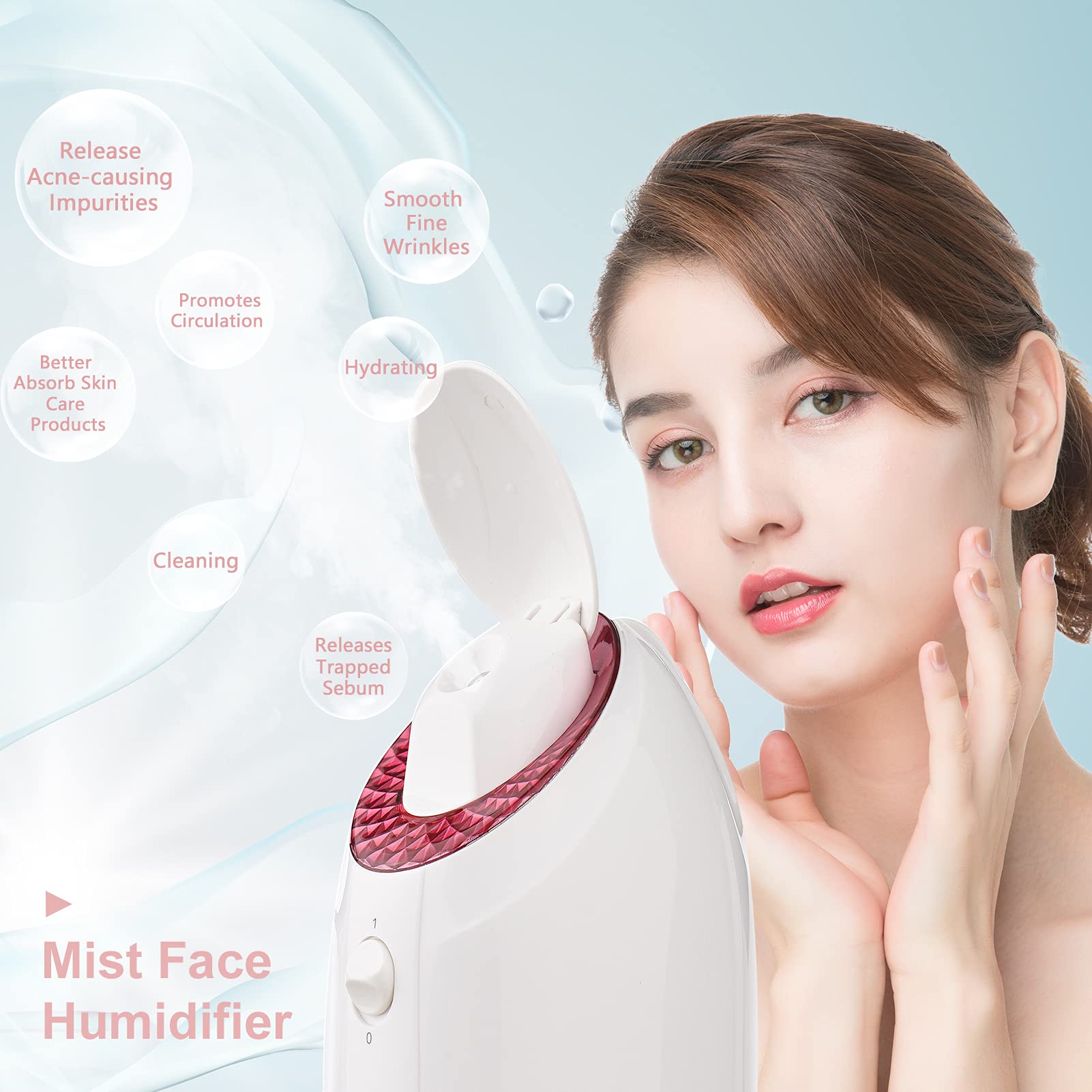 Sauna Facial Vaporizador Facial Nano Ion Cálido Niebla Humidificador Facial Humidificador Facial Vapor Filtro UV Limpieza Facial Profundidad Poros Hidratante Cara SPA