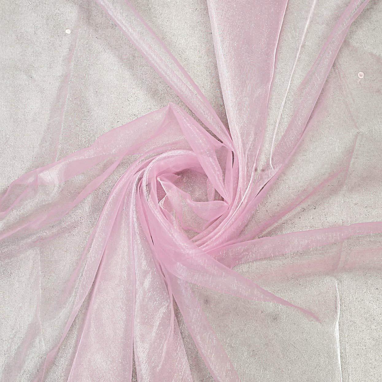 New Creations Fabric & Foam Inc, 60" Wide 100% Polyester Soft Light Weight, Sheer, See Through Crystal Organza Fabric (Light Pink # 14, 10 Yards)