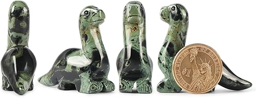Miniatura 7 de Artistone Figura de cristal de dinosaurio de jaspe Kambaba tallada a mano, figuras de dinosaurio, estatua de animales, decoración coleccionable o