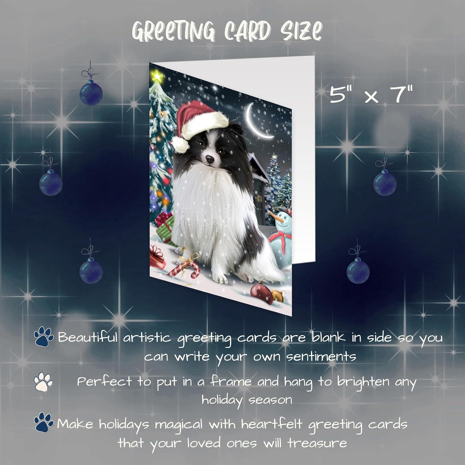 Holly Jolly Holidays Pomeranian Dog Greeting Cards - Adorable Pets Invitation Cards with Envelopes - Pet Artwork Christmas Greeting Cards GCD590 (10 Greeting Cards)