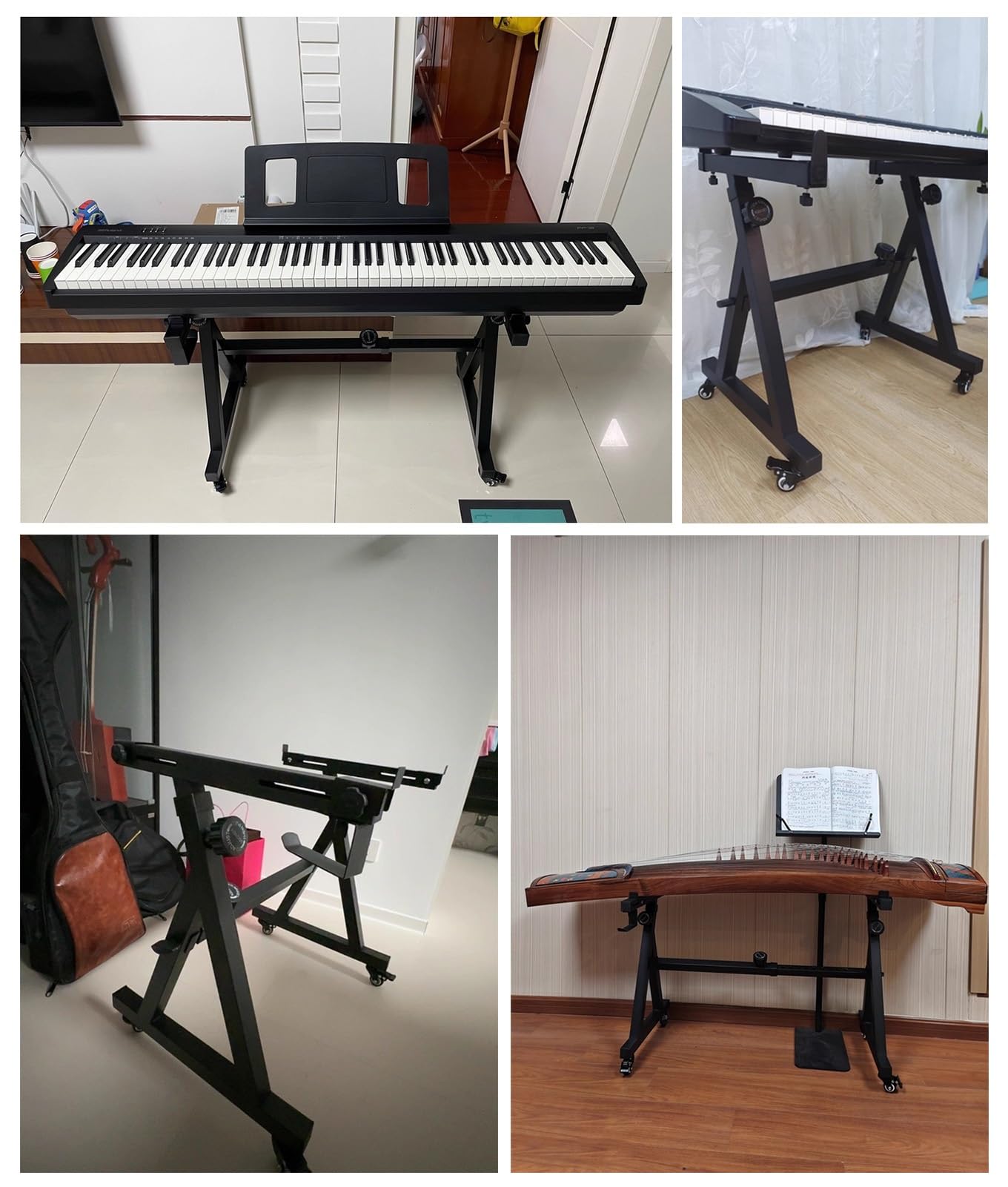 Supporto portatile regolabile per tastiera con ruote, supporto universale per pianoforte elettrico, rack in metallo per tastiere a 54/61/76/88 tasti e pianoforti digitali