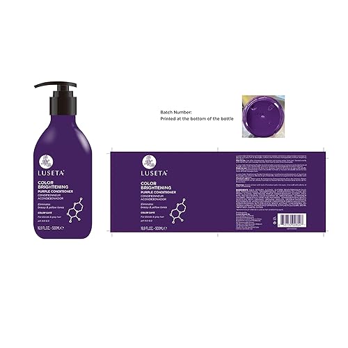 Miniatura 8 de Luseta - Juego de champú y acondicionador morado para cabello tratado con color, tono latón, para cabello rubio o gris, sin sulfatos, champú morado