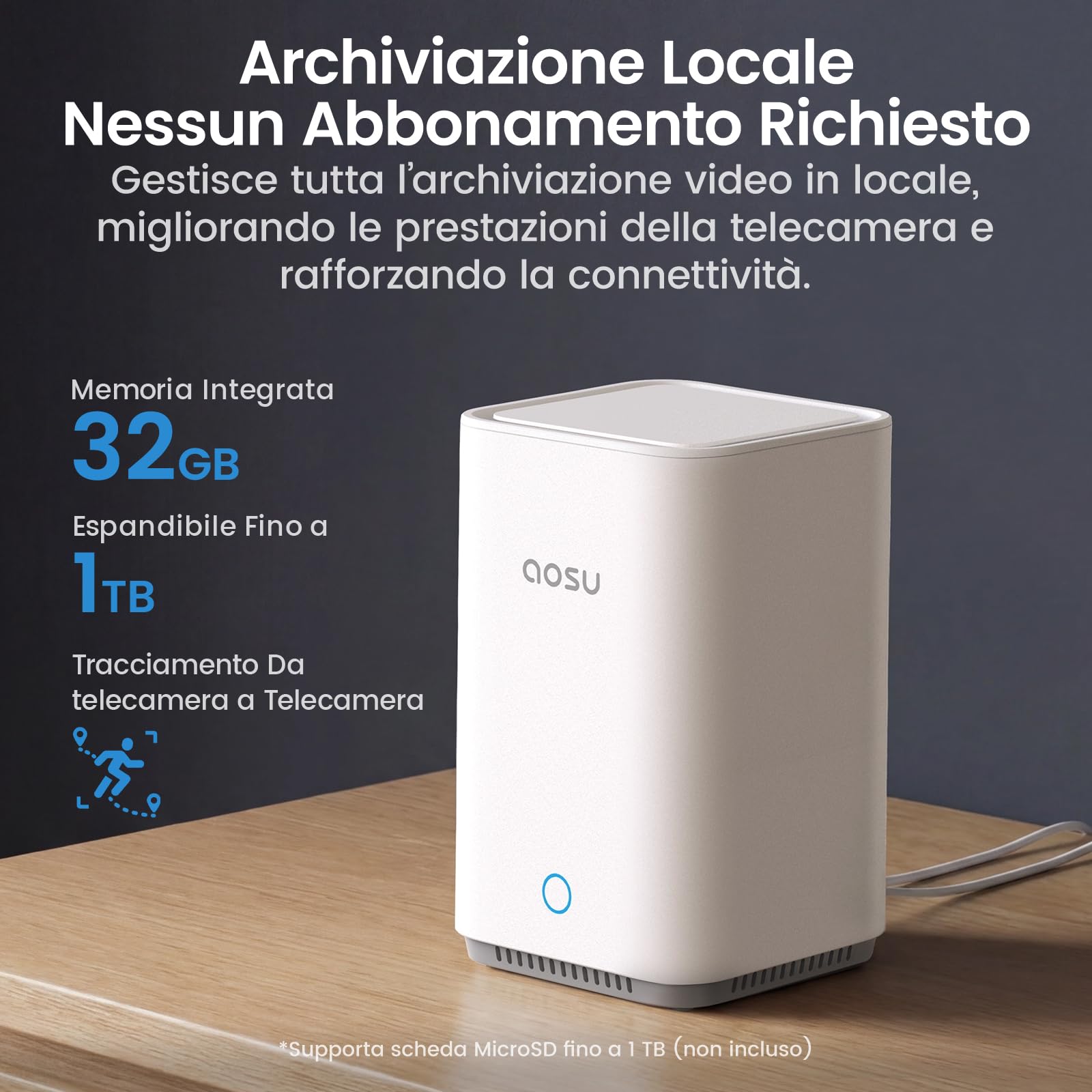 aosu Cámara de Vigilancia 2K Exterior e Interior Kit 4 Cámaras con Aosubase 2.0 Sin Suscripción 32GB Almacenamiento Local Cámara Inalámbrica Sensor PIR Alarma Luz Audio Bidireccional Visión Nocturna