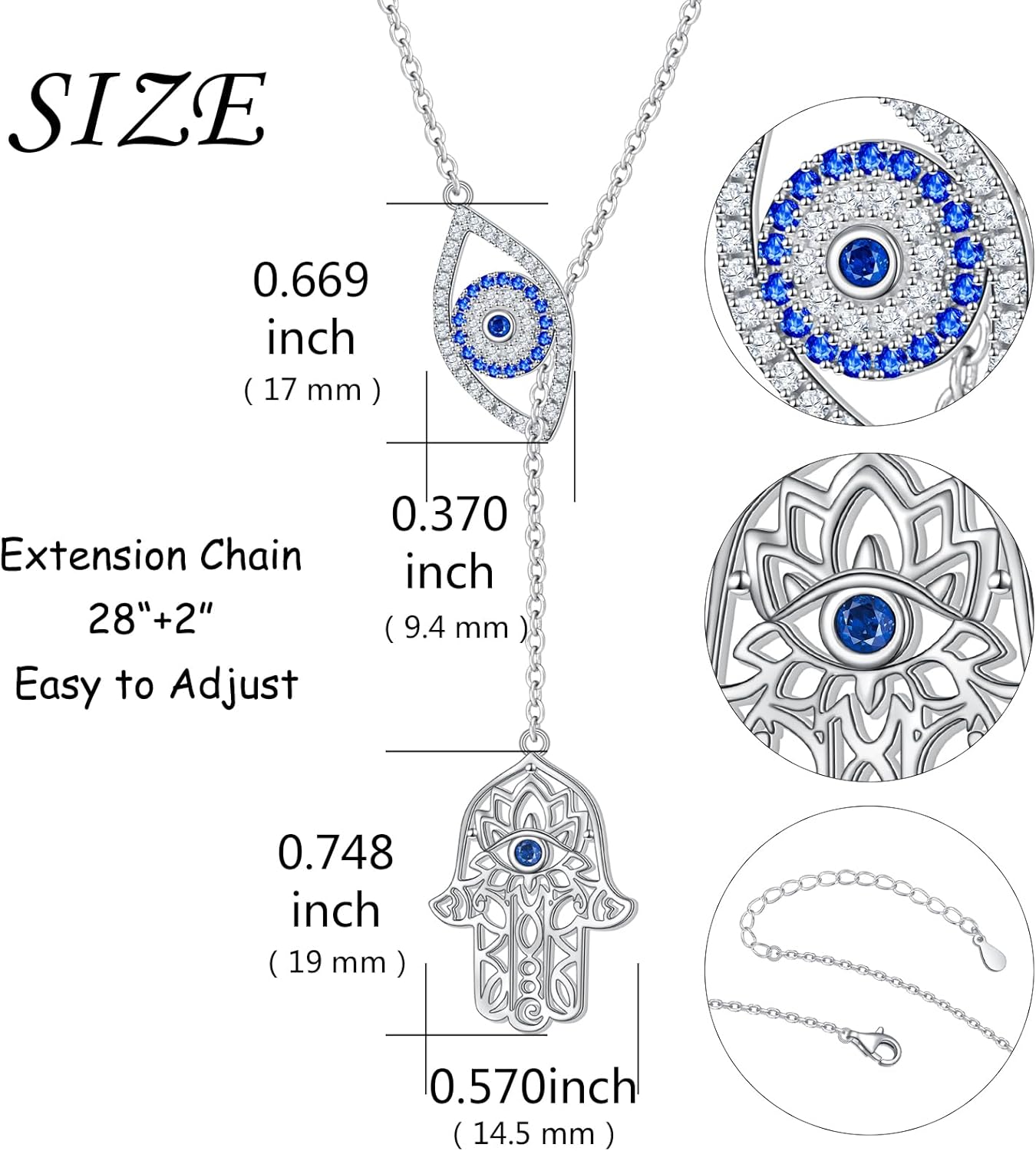 Long Necklace Sterling Silver Larait Bar Y Lariat Long Chain Drop Adjustable Necklace Gift for Her, 30" - Image 6