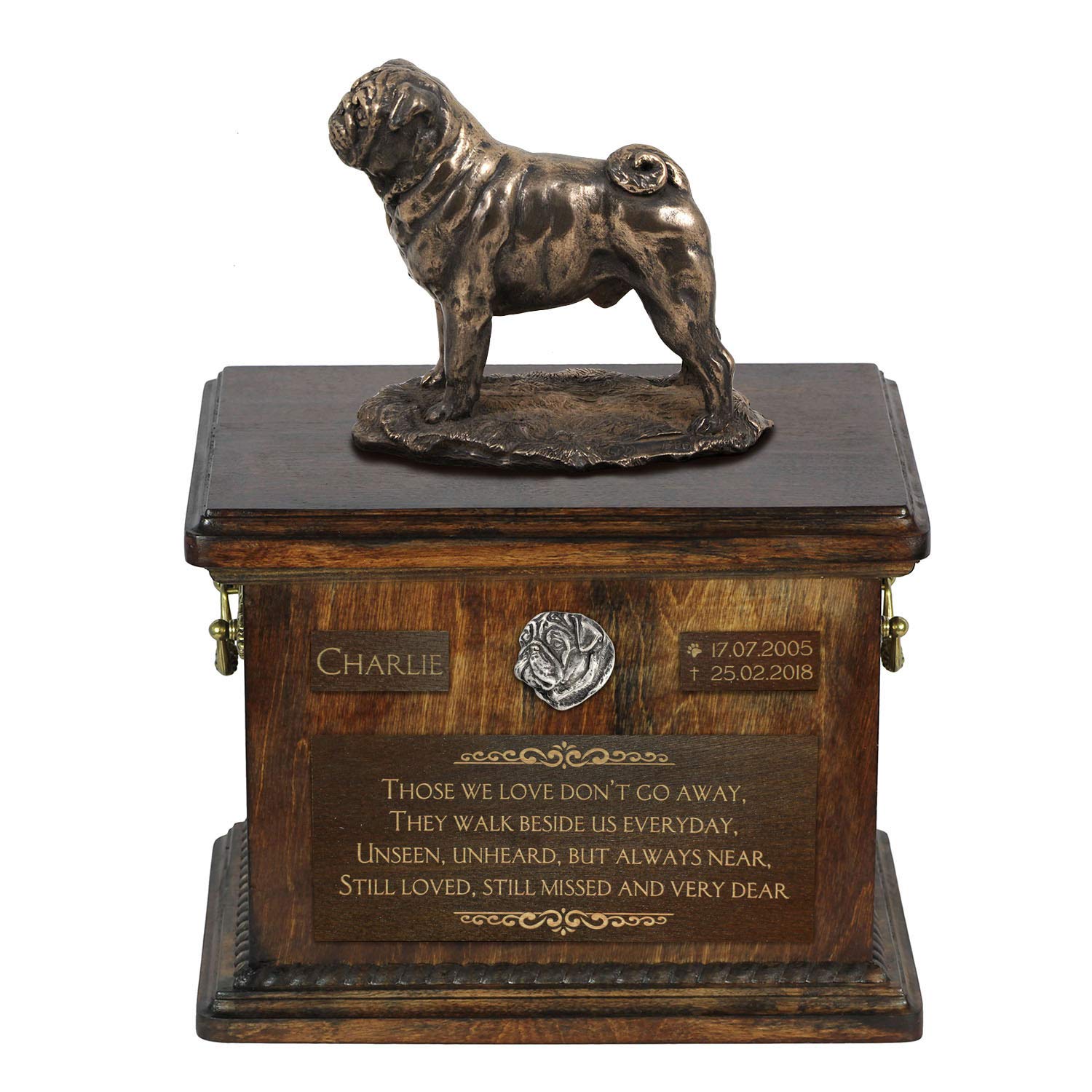 Urne Chien Assis Carlin Bronze Art-Dog pour Garder son Souvenir