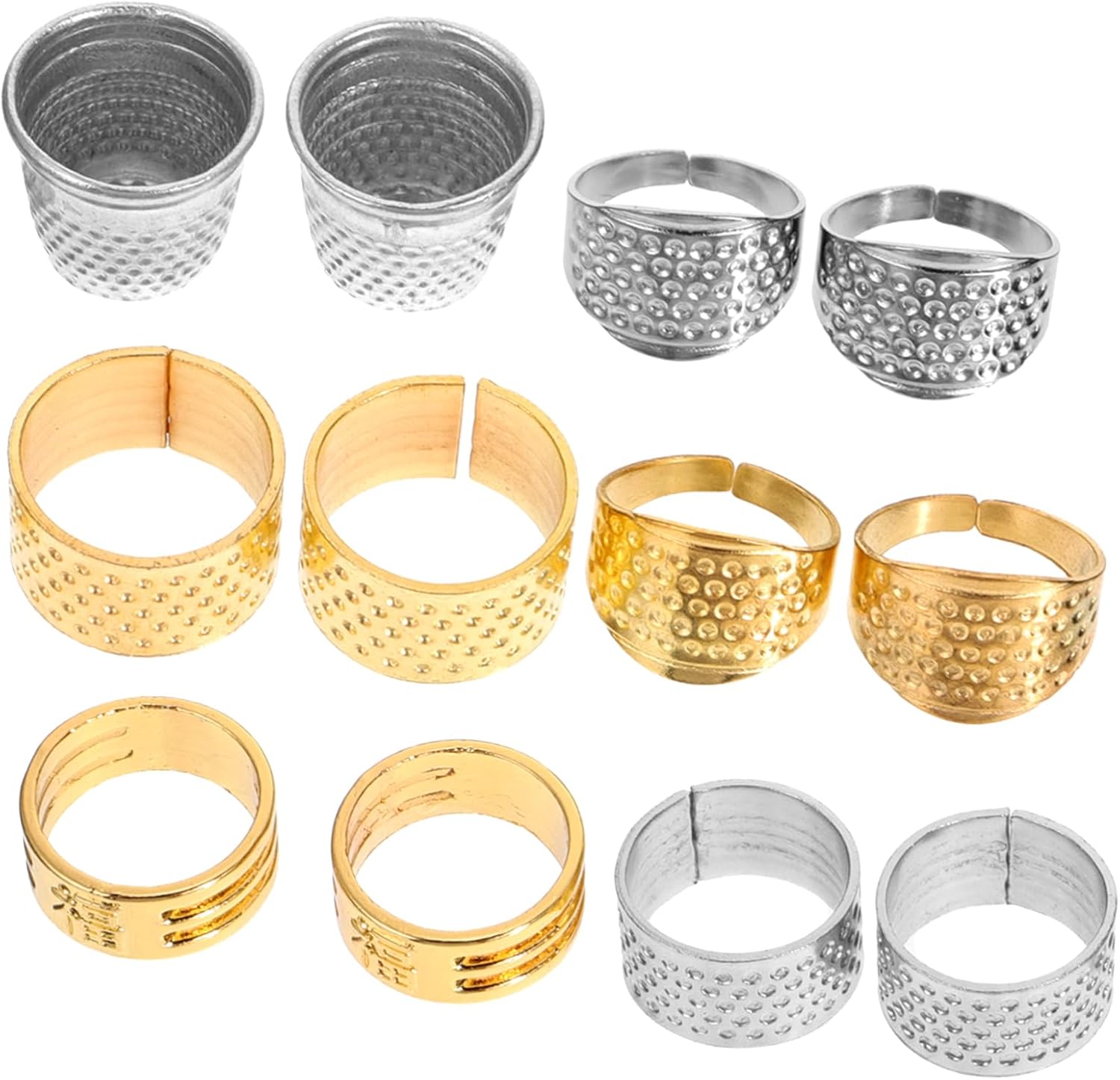 jojofuny 12Pcs Sewing Thimbles Protective Finger Sleeves for Needlework Crafting and DIY Projects Present for Beginners and Sewing Enthusiasts