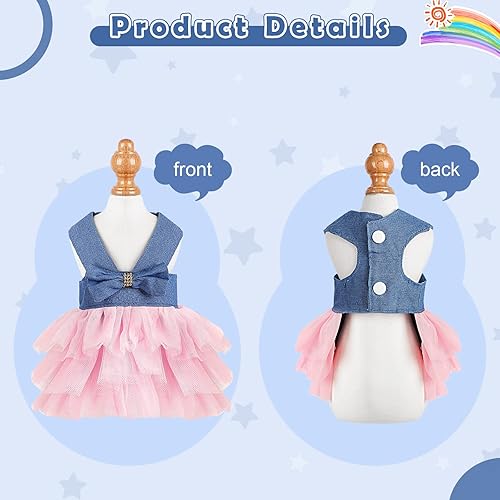 Miniatura 4 de Vestidos para perros pequeños y niñas, ropa de verano para mascotas, camisola, cachorro, vestido de princesa, trajes de gato, falda para perrito,