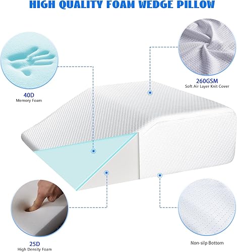 Miniatura 2 de Almohada de elevación de piernas para hinchazón después de la cirugía, almohada de apoyo para piernas de cama con parte superior de espuma