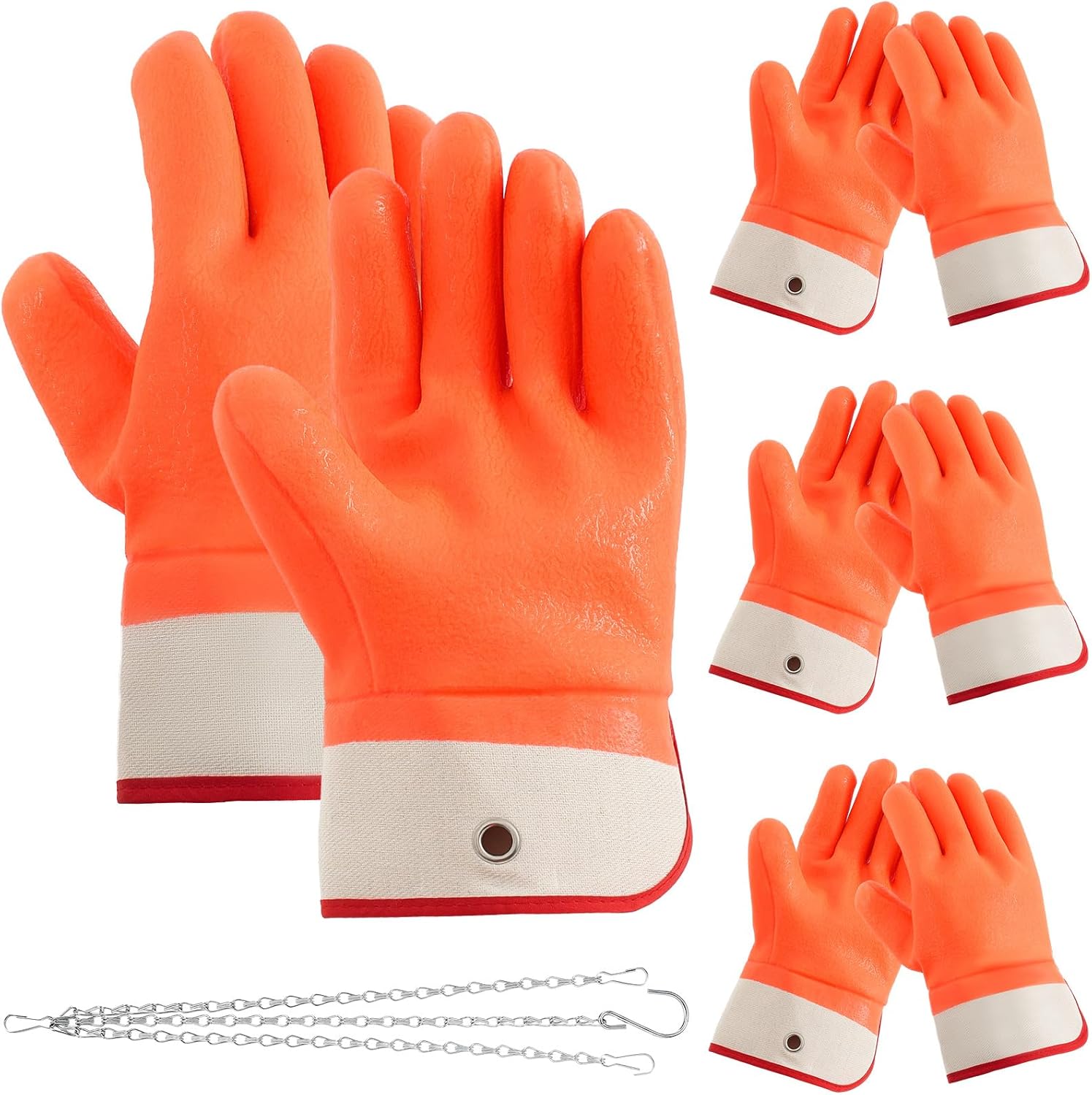 2 Pairs Propane Cylinder Handling Gloves with Chains Double Dipped PVC Forklift Propane Gloves Men Work Waterproof