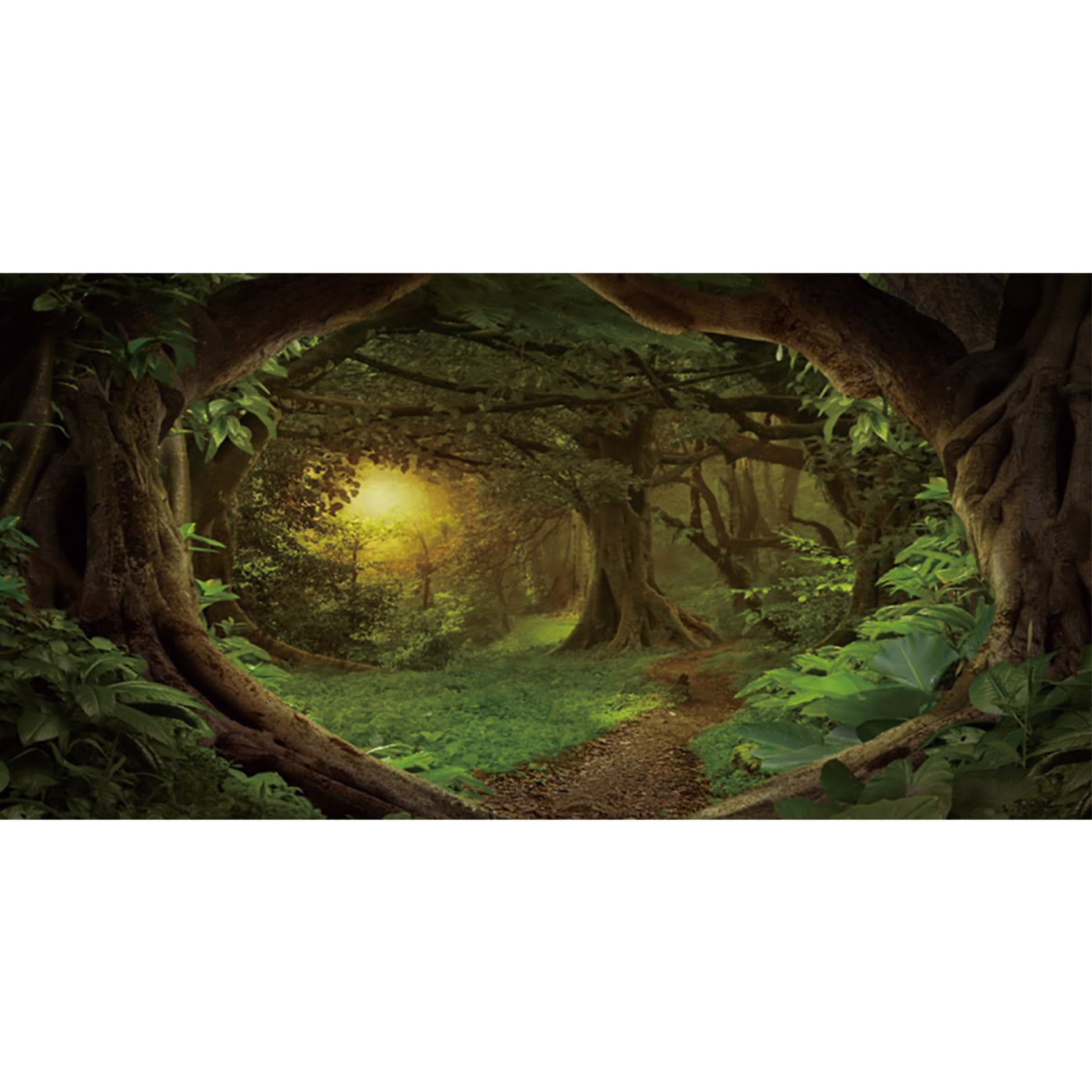 MIRRORANG 180x46cm Psychedelic Forest Terrarium Background Dim Old Trees Woodland Reptile Habitat Background Green Rainforest Aquarium Background Vinyl Background