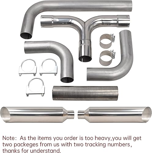 Miniatura 2 de Sistema de tubo de escape diésel Turbo Dual Smoker de 4 pulgadas con 2 piezas de entrada de 4 pulgadas, 8 pulgadas, salida de acero inoxidable