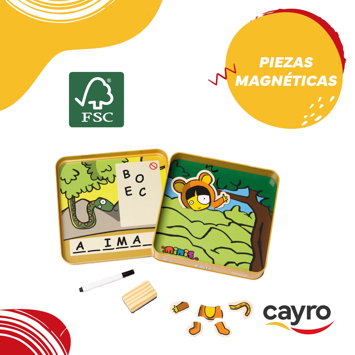 Juego De Mesa Chita De Cayro – Palabras Y Diversión Para 2 Jugadores, Ideal Para Niños Y Adultos, Con Caja Metálica Y Rotulador Borrable