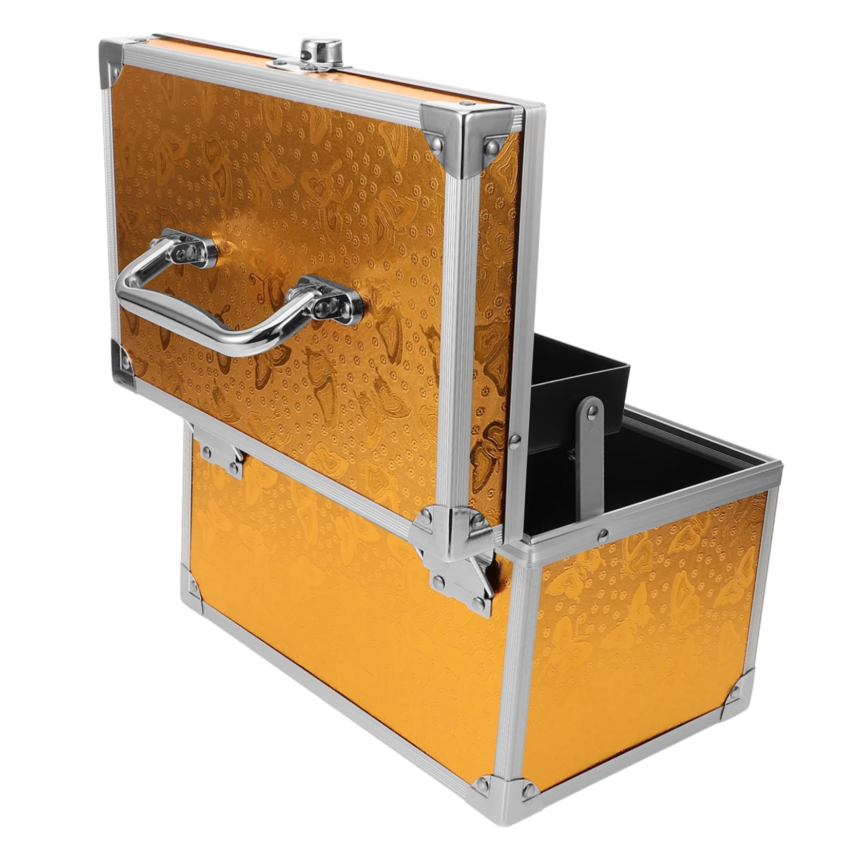 Alipis Valigetta per Attrezzi Organizzazione Interna Uso Quotidiano per Outdoor e Portatile in Lega di Alluminio, Oro, Manico Ergonomico
