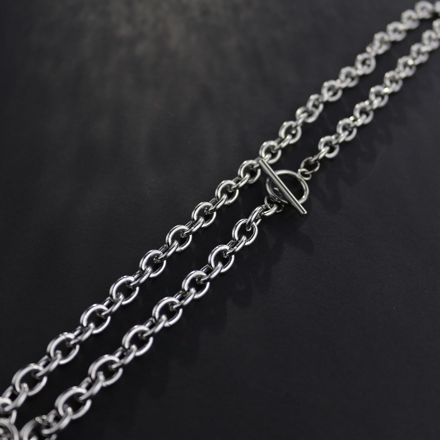 Stainless Steel Chain Necklace, 8MM Wide, 21.6 Inches, OT Buckle Toggle Clasp - Image 2