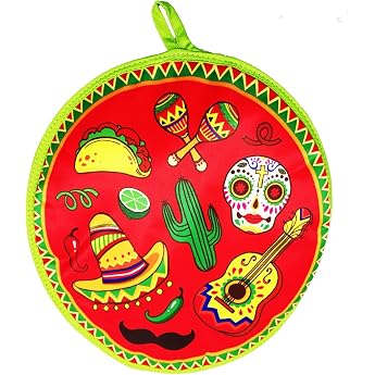 Tortilla Warmer Taco Hamburger Burritos Insulation Bag Picnic Bag Thermal Bag Keep Warm Mexican Style Multipurpose Thermal Bag for Taco Hamburgers Burritos Tortilla Cactus Pattern