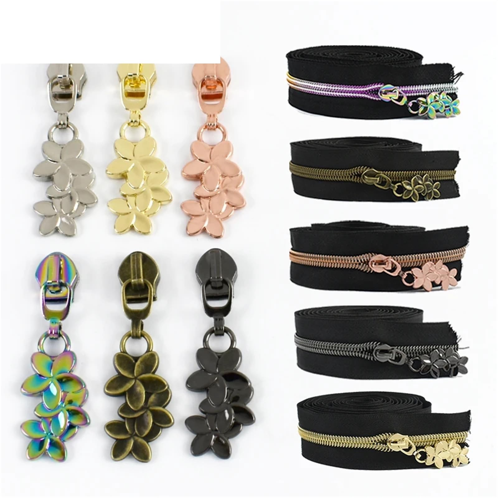 2/3/5/10M 5# Cerniera in nylon con cursore Fiore Zip Estrattore Decor Cerniere for borsa Indumento Chiusura con zip Kit Per Giacca e Cappotto
