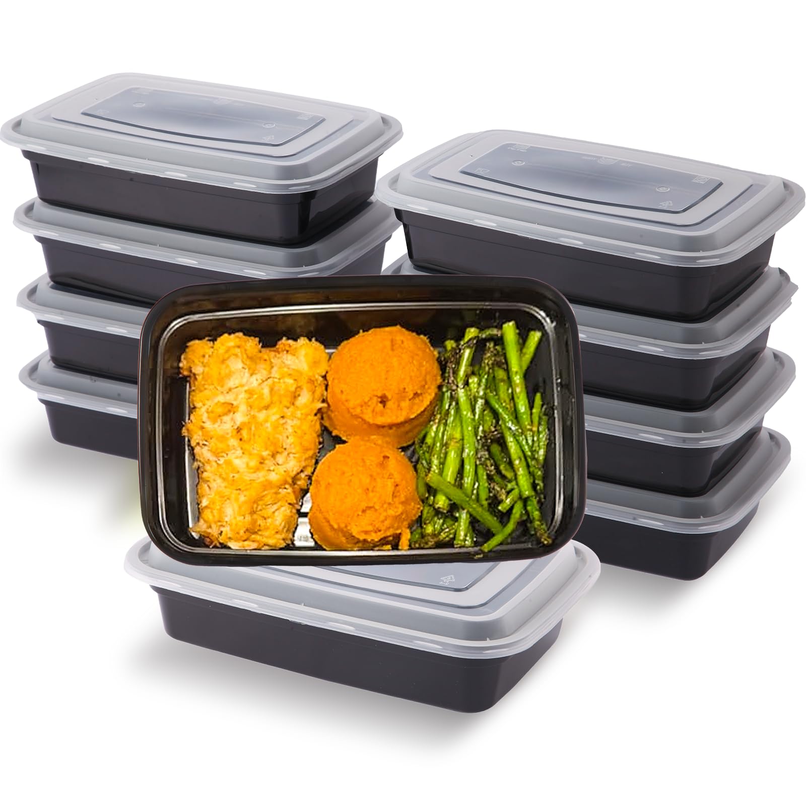 Evmliy 10Pack 28oz Meal Prep Containers Disposable Food Storage Containers with Lids, 1-Compartment Reusable Food Storage Plastic Stackable To Go Boxes Microwave, Freezer, Dishwasher Safe-image-39