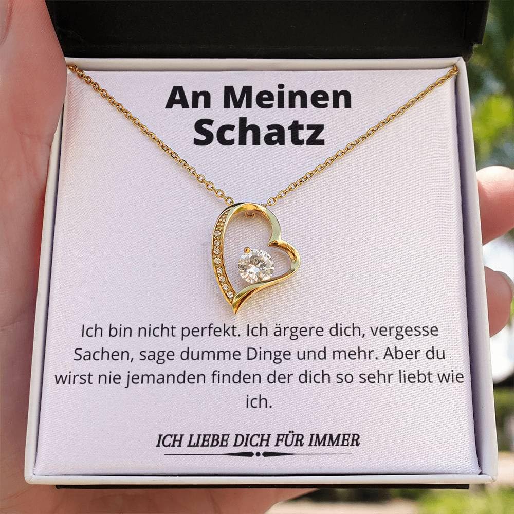An Meinen Schatz Kette, Geburtstagsgeschenke für Frauen,Gelbgold Beschichtet Herzkette für Freundin, Geschenkset frauen, Liebevolle Jahrestag Geschenk für Sie