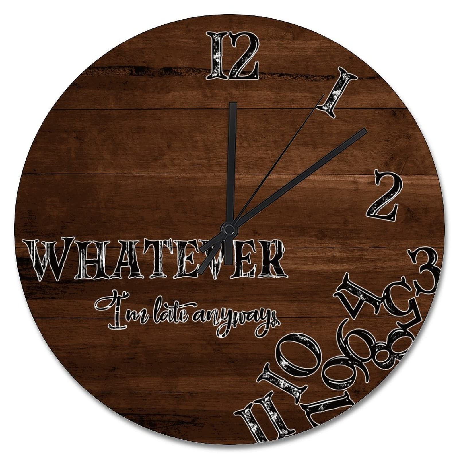 Horloge murale en bois marron 38 cm déco silencieuse pour cuisine et bureau