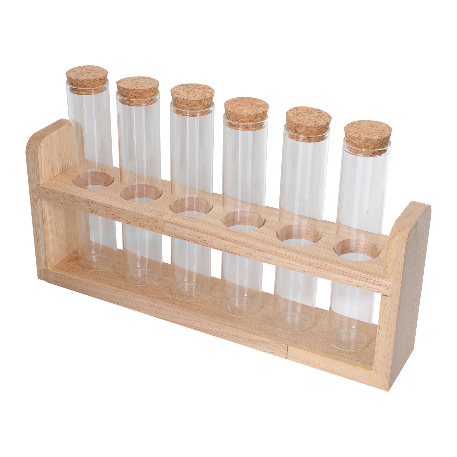 Support tube à essai en bois et verre au design chic pour conservation