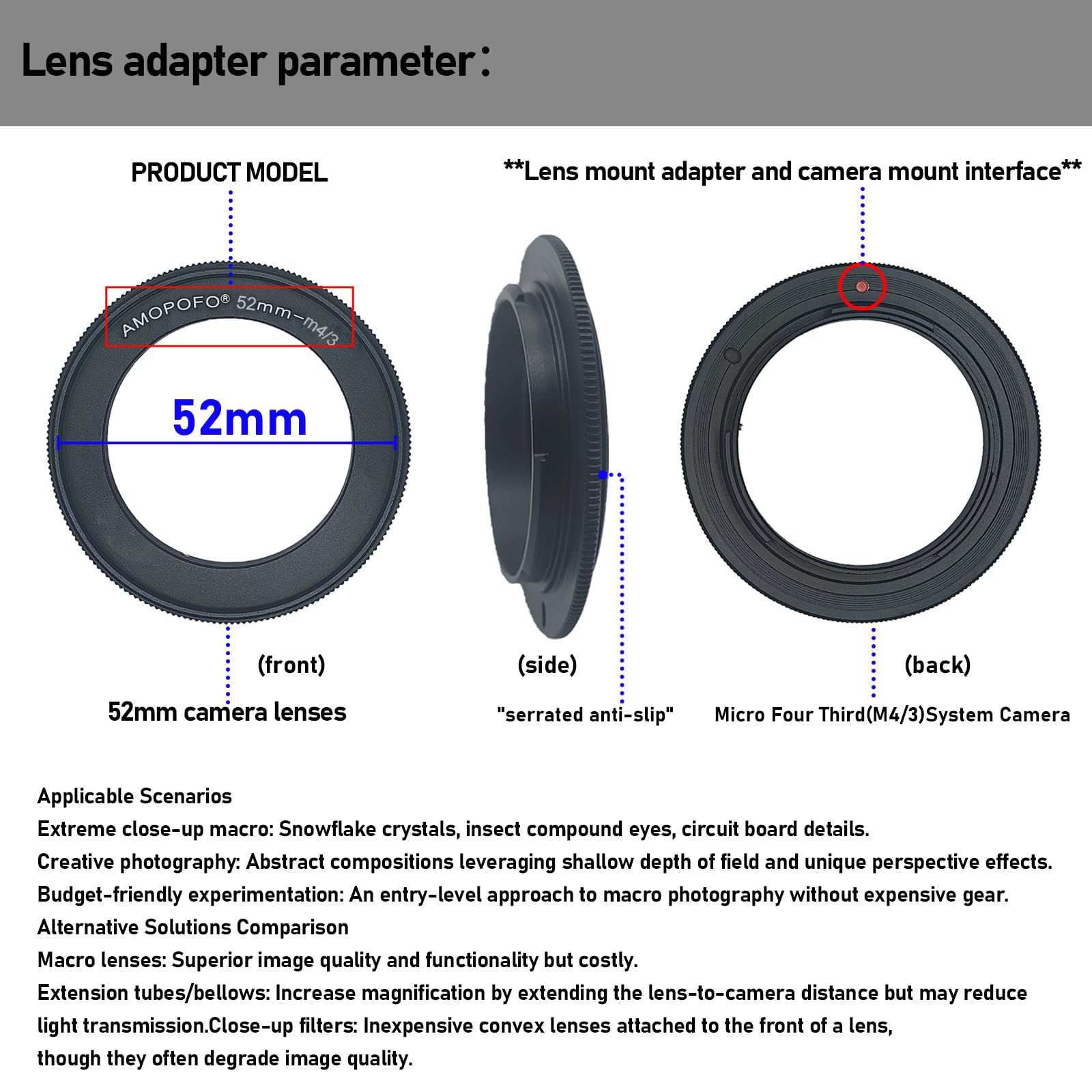 Anello Inversione Obiettivo 52mm Per Nikon AI F - Adattatore Macro Professionale In Metallo - Foto 4