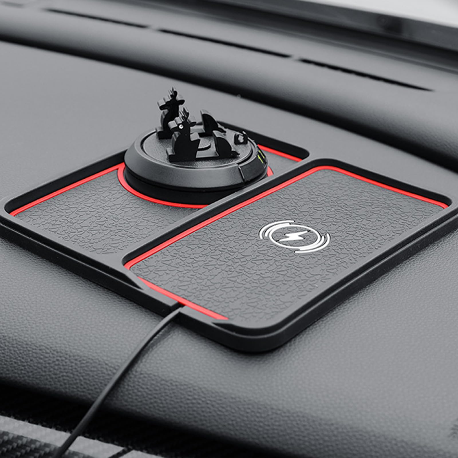 Caricatore da auto wireless e supporto per telefono con base antiscivolo rotazione a 360 gradi per tutti i telefoni