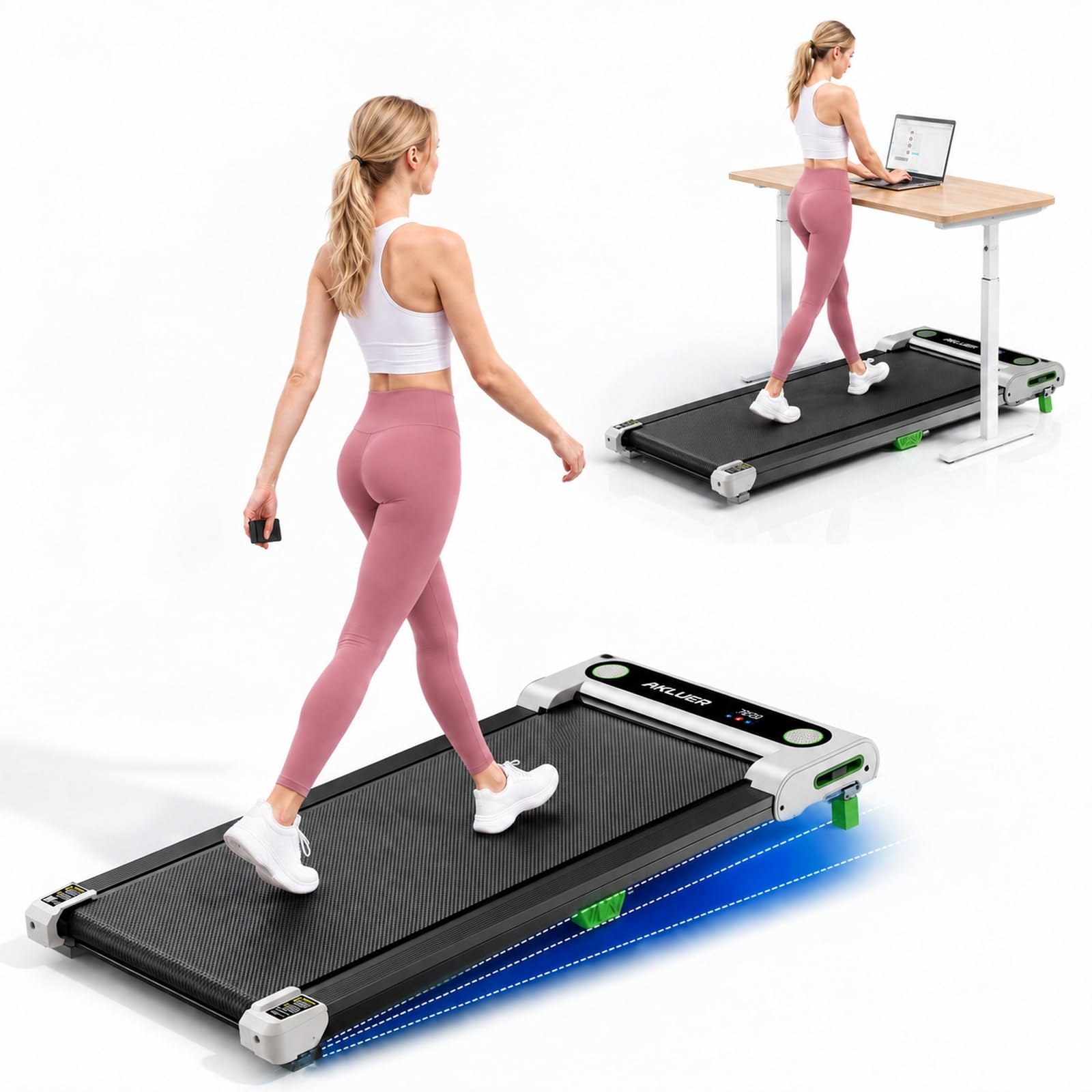 AKLUER Walking Pad Treadmill - 2.5HP Under Desk Treadmill with Incline