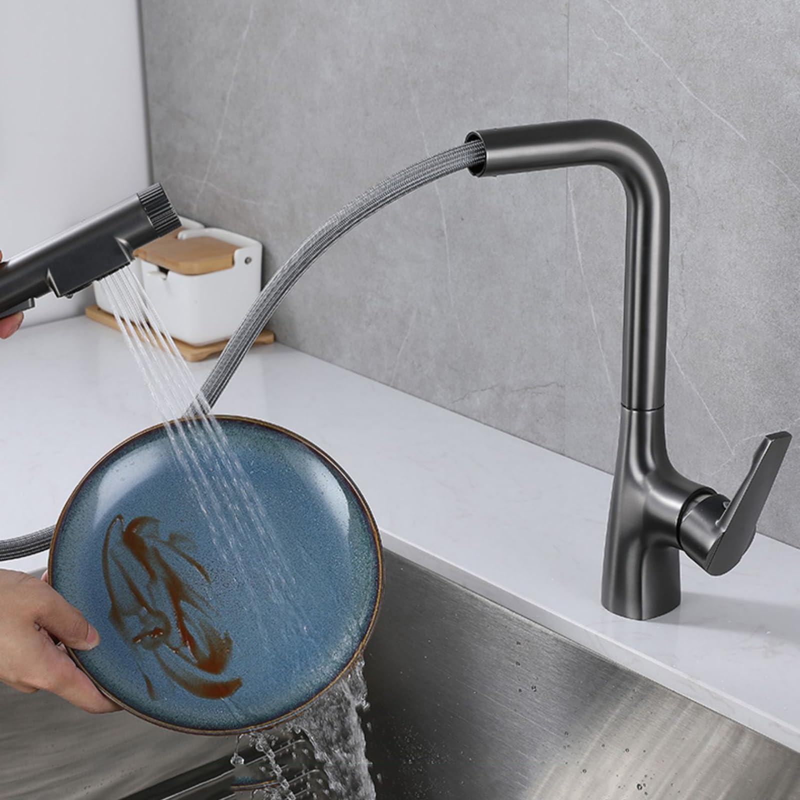 3-in-1 Kitchen Faucet with Pull-Out Sprayer, Swivel Spout for Easy Sink and Upgrades