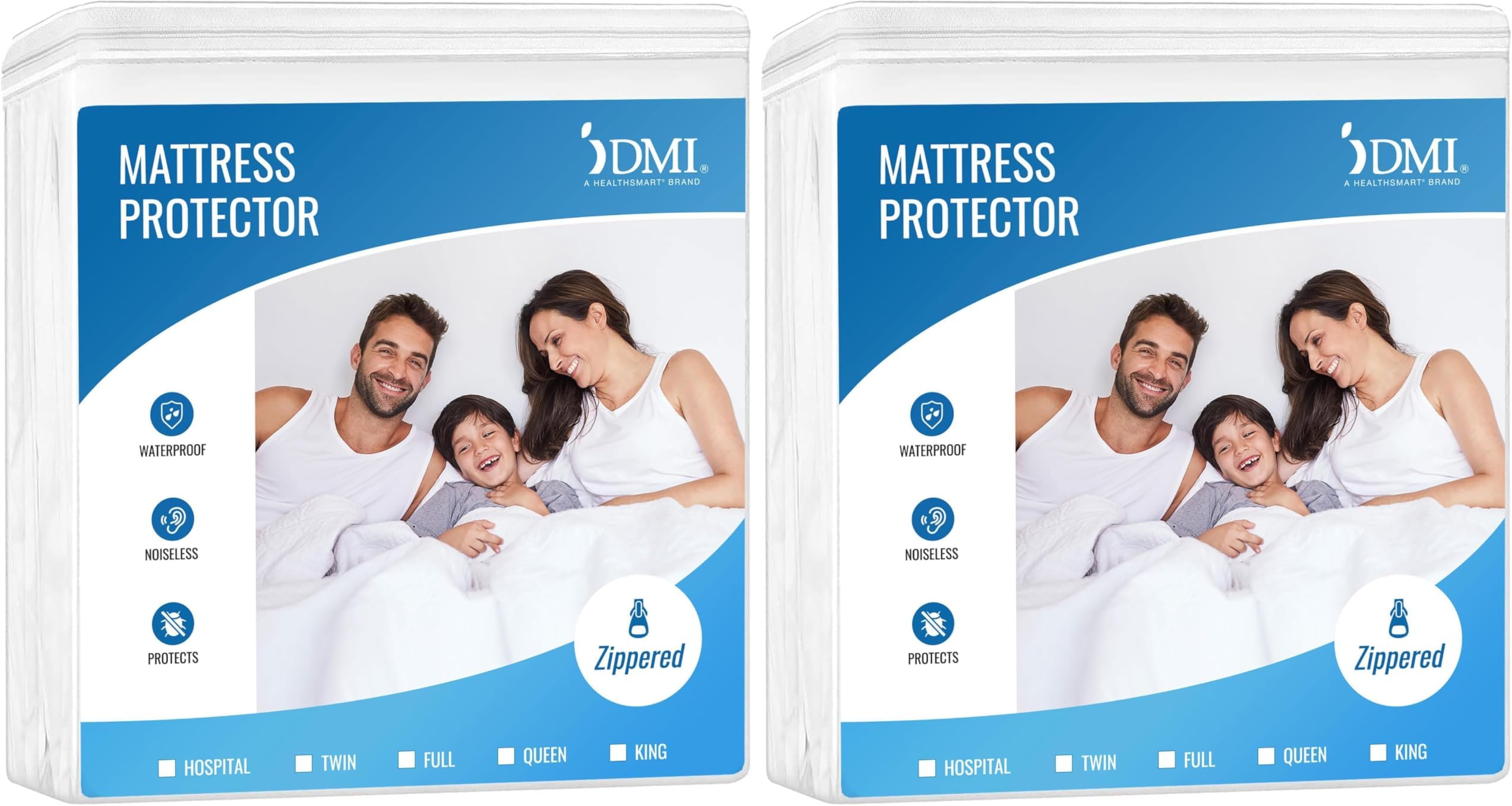 DMI Waterproof Mattress Protector and Mattress Cover, Encased Zippered Fit, Full, Packaging May Vary (Pack of 2)