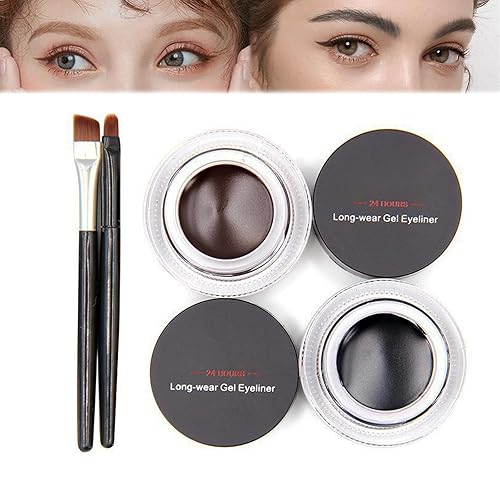 LJXWRF Delineador de ojos impermeable de doble color, paquete de 2 botellas, 2 en 1, delineador de ojos impermeable de doble color, delineador de