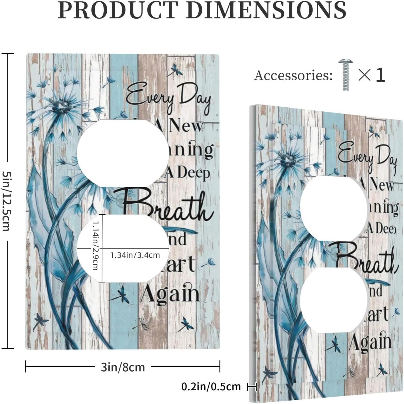 Decorative Outlet Covers Rustic Blue Dandelion Inspirational Quotes Grey Wood Plank 1 Gang Wall Plate Receptacle Duplex Light Switch Cover Plate Single Dual Plug Covers Electrical Switchplate