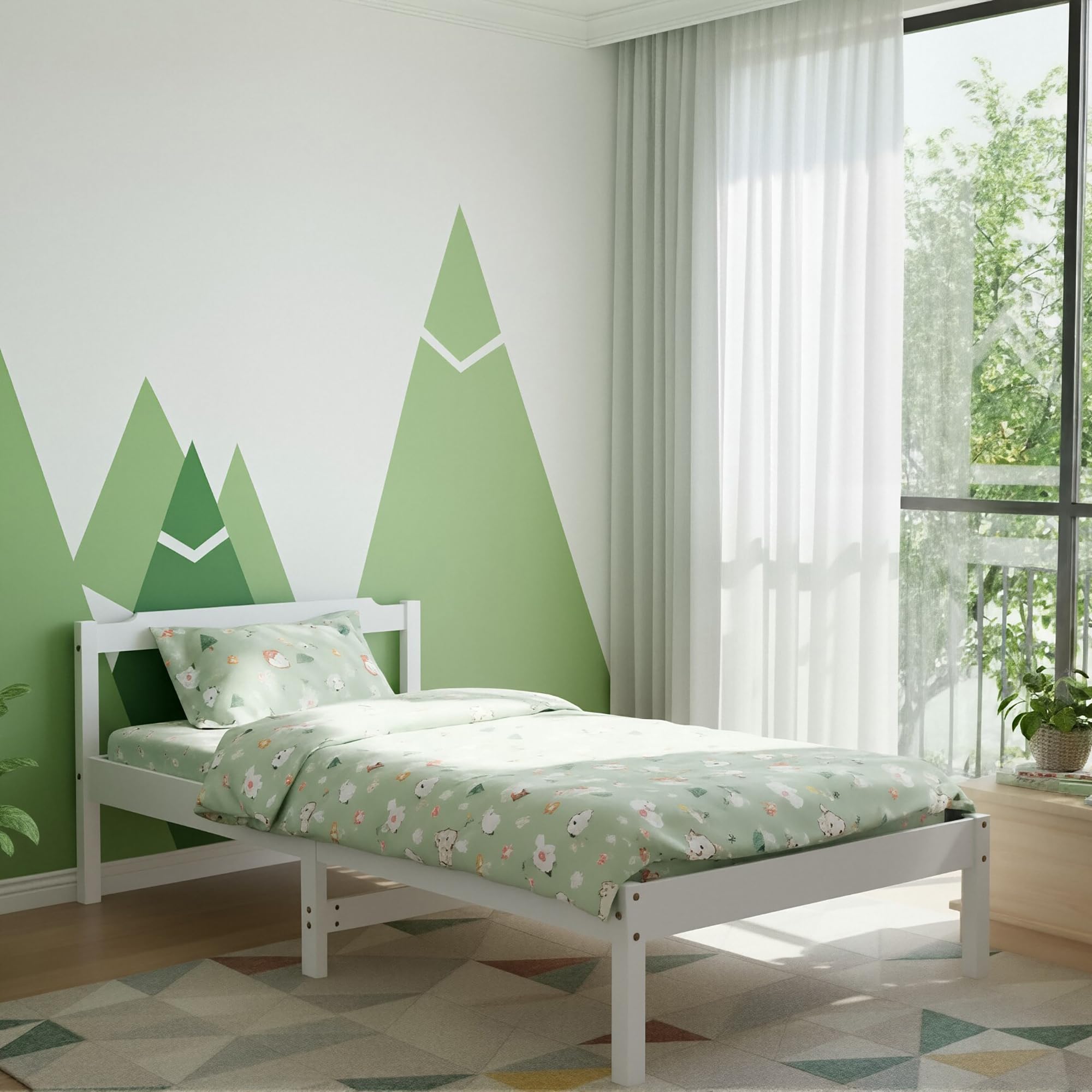 Rackhams White Jinsen Single Bed Frame, - Single