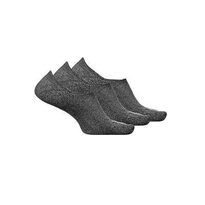 Feetures Elite Invisible Light Cushion 3 Pair Pack Crew Cut Socks Shoes Gray