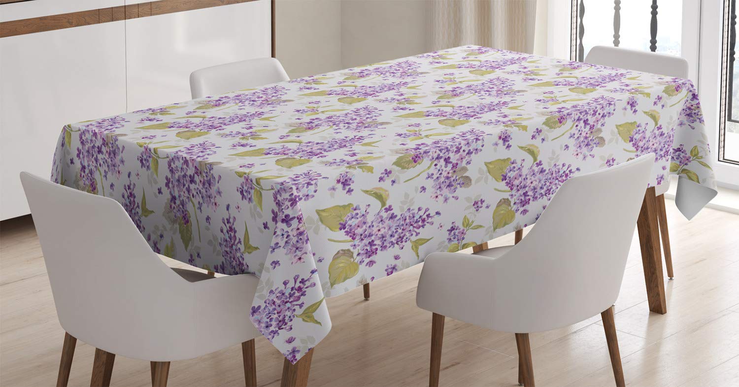 ABAKUHAUS Tovaglia Rettangolare Fiori Malva 140x240 Cm - Petali Vintage, Giallo Viola