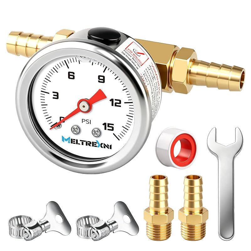 Manômetro de pressão de combustível Meltrexni 0–15 psi com conexão 1/8 NPT – Kit de teste MEX001