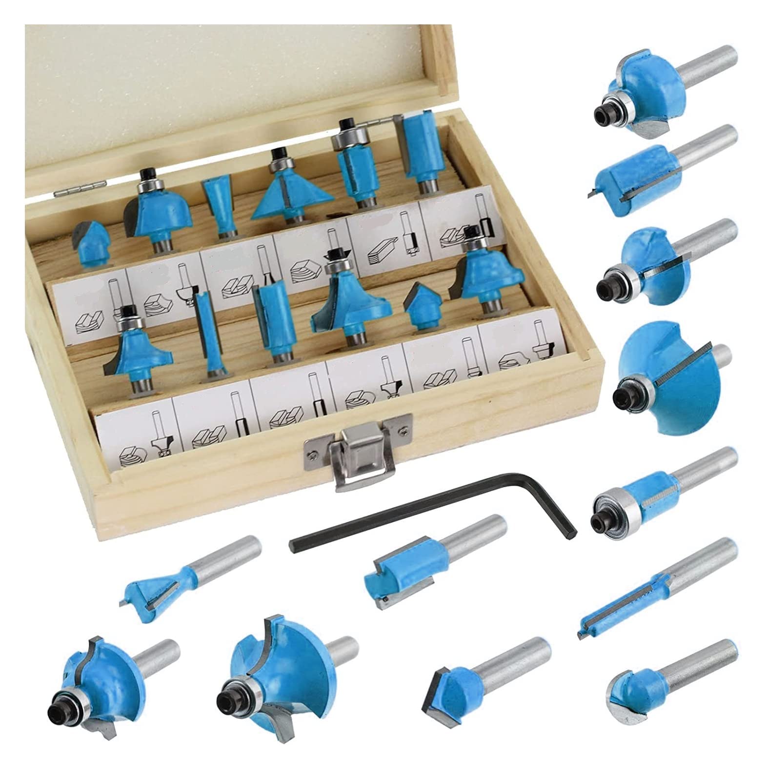 Premium Router Bit Set 6.35mm Shank Specially Designed for Hardwood & Softwood Working Milling Cutter (12 Pcs| Size 6.35 mm|Color-Multi| Material-Carbon steel)-image-42
