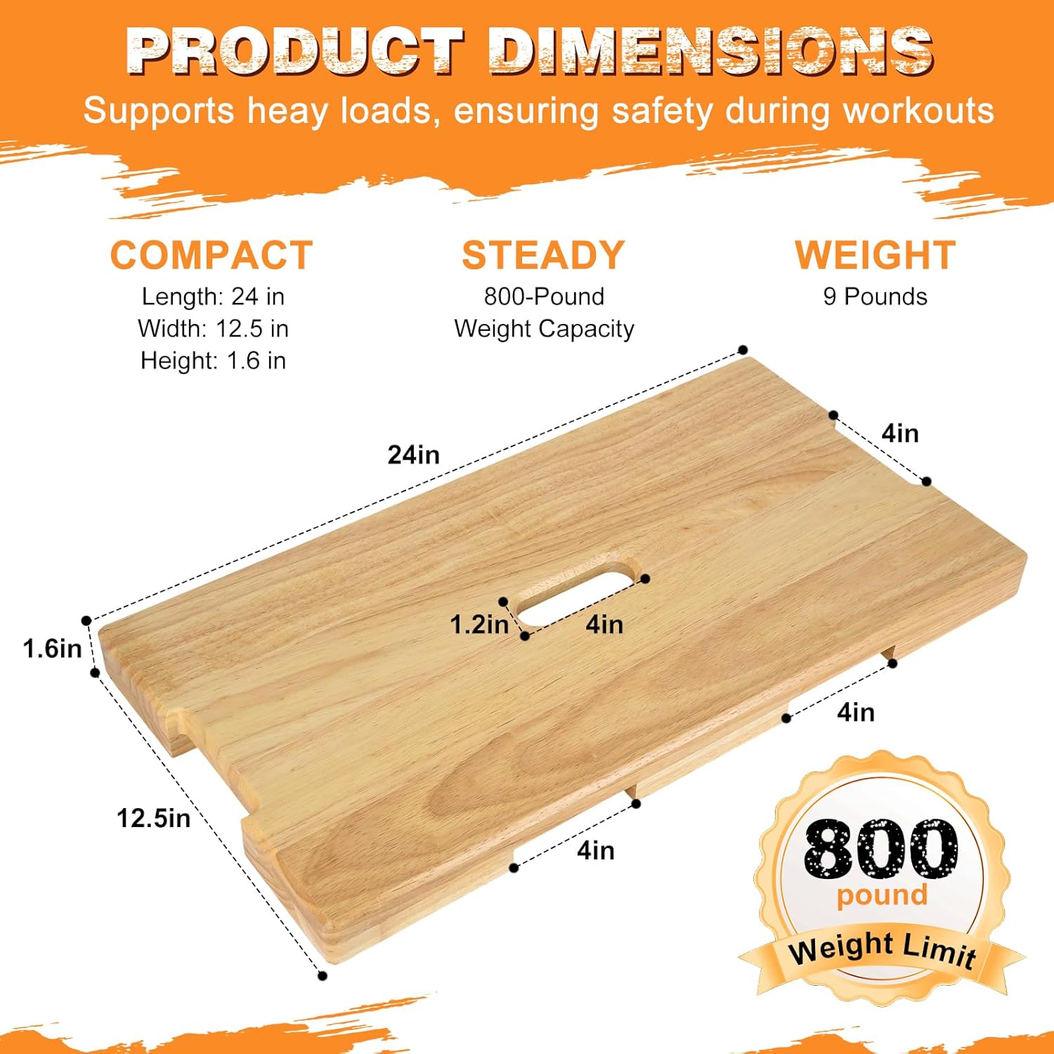 Resistance Band Platform, Wooden Exercise Board With Non-Slip, Resistance Band Foot Plate With 9 Pound Weight, Strong Resistance Suitable For Volume Training, Stretching, Balance Home Gym Use