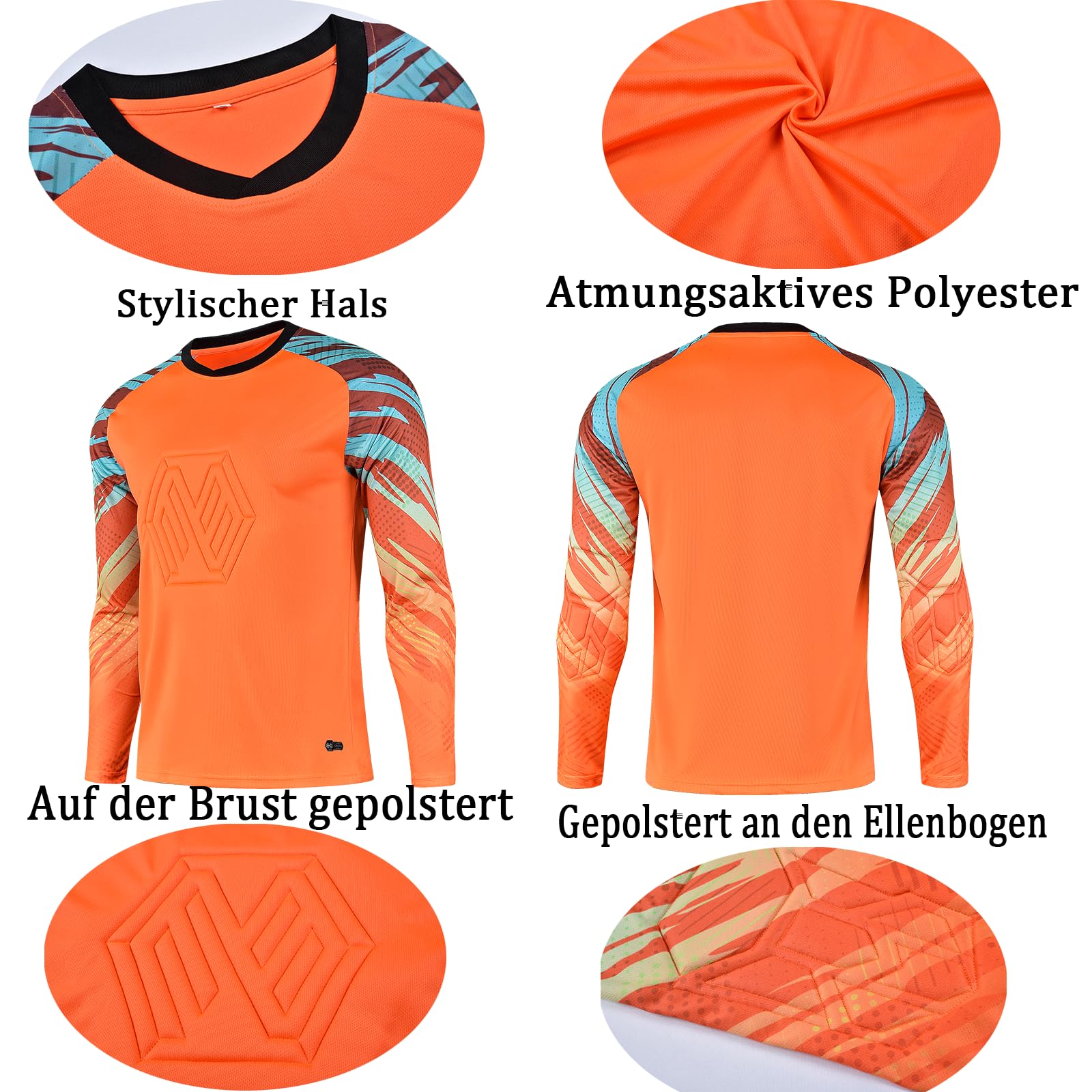 Personalisierte Kinder Torwart Trikots Jungen Fußball Trikot Gepolstert Torwart Shirt Langarm Sport Shirt Benutzerdefiniert Torwarttrikot Tops mit Namen